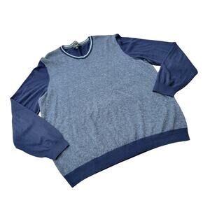 Club Room Cotton Cashmere Blend V  Neck Sweater Navy Blue Size XL